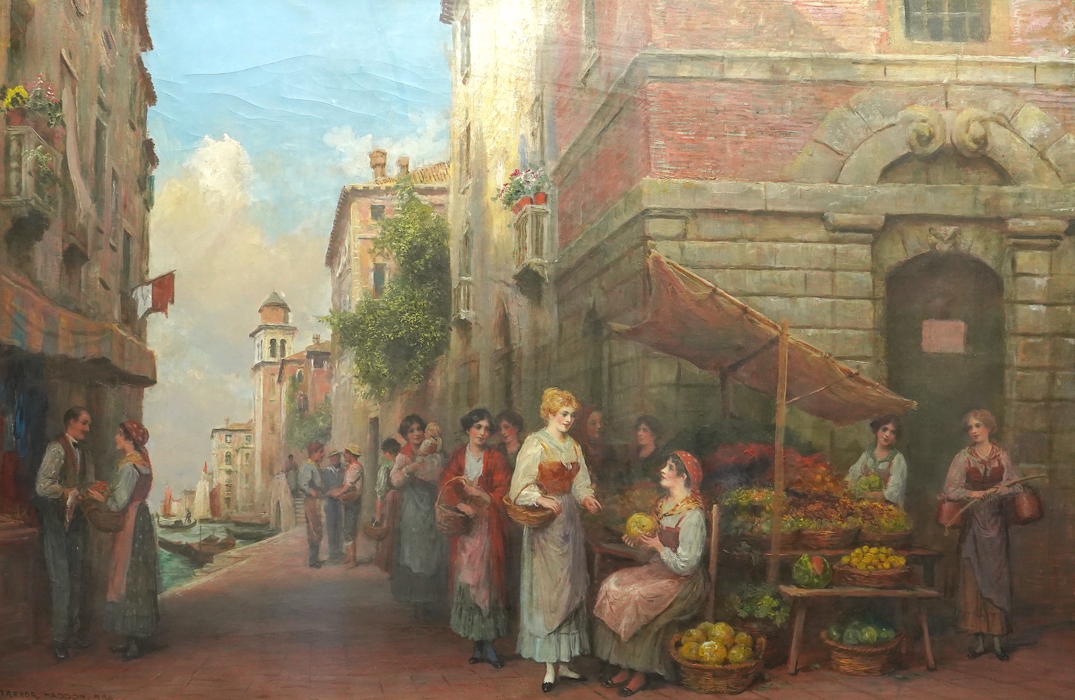 Arthur Trevor Haddon (British, 1864-1941), Italian fruit seller, oil on canvas